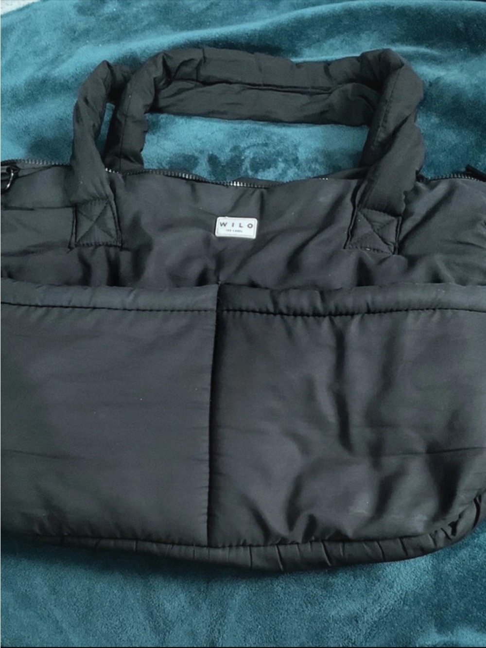 WILO Black Quilted Satchel Tote